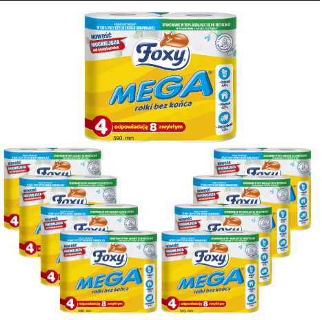 Papier toaletowy FOXY MEGA (4 rolki) x 9 sztuk